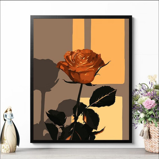 CLCEY数字油画diy花卉风景动漫手绘填充手工diy丙烯油彩画装饰画 H1049郁金香 30*40黑白实木薄画板+颜料笔