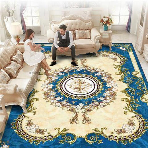 Xinlin European-style living room carpet coffee table blanket sofa home bedroom full room floor mat modern simple machine washable customization style-K blue 40*60CM