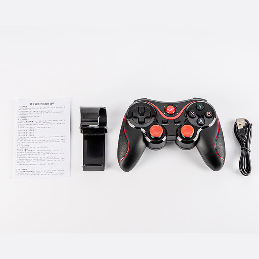 AIRWORLD Mobile Phone Wireless Bluetooth Game Controller Directly Connected to Android IOS Apple System Mobile Game King of Glory Chicken Game Controller Black X3 Controller + USB Receiver (Bracket Included)