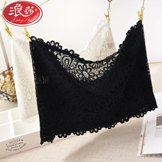 LangSha large size lace tube top bra for fat mm, anti-exposure, short inner camisole, women's breast-wrapped summer inner wear, single piece black + high-quality transparent belt (8927), one size fits all - high quality and good elasticity