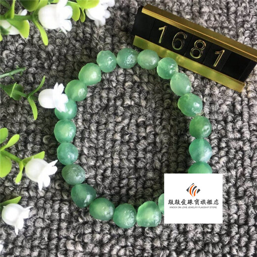 敲敲爱15#绿彩珠手链  天然阿拉善戈壁玛瑙原石彩珠手链精致瑞丽手串 3001 16cm