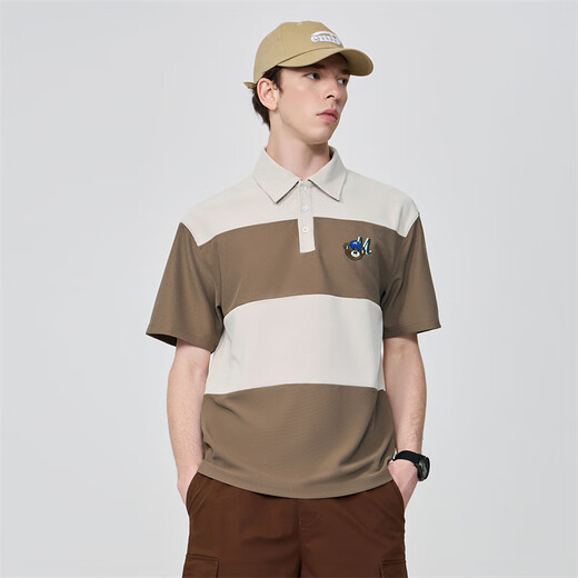 马克华菲【小熊刺绣】短袖POLO衫男25春夏新款潮流休闲百搭宽松短袖POLO 701卡其 2XL