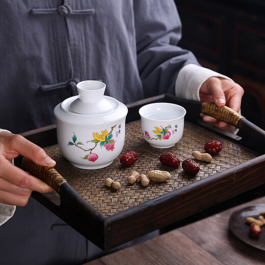 Enshousu wine set set hot wine jug household wine divider ceramic wine warmer Chinese spirits yellow wine white wine cup hot wine jug Fulu Shuangquan two liang