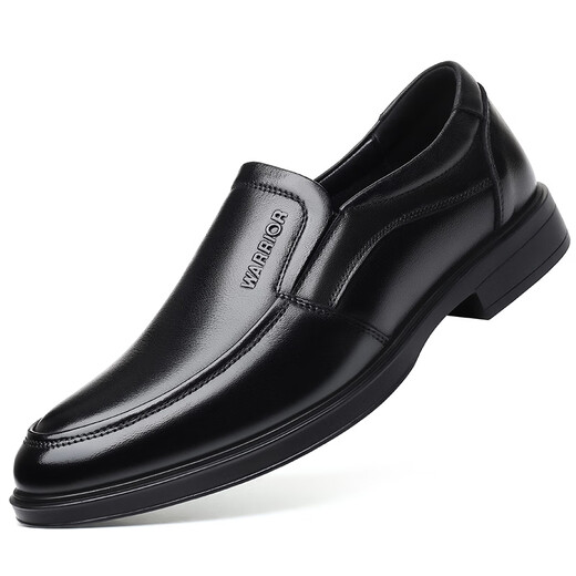Huili Herrenschuhe für geschäftliche formale Lederschuhe für Männer ohne rutschfeste Soft Soft Soft Dad's Arbeitsschuhe koreanische Freizeitschuhe HL9916 Schwarzes Fuß Cover (allgemeine Lederweiche Sole) 38