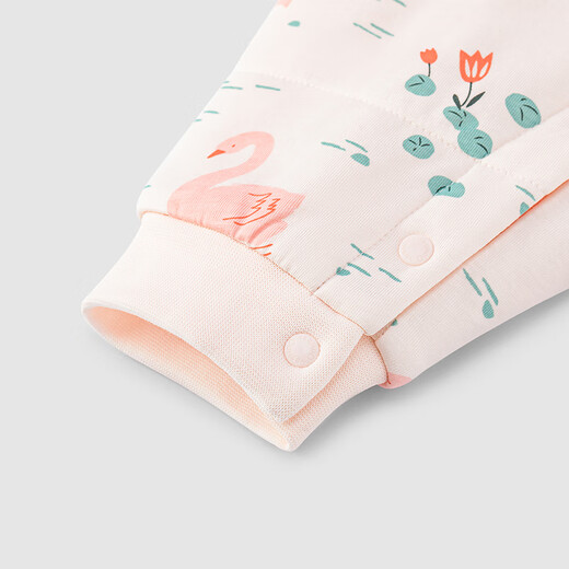 YEEHOO baby quilted one-piece autumn and winter warm long-sleeved baby underwear for girls and boys, baby clothes, foundation swan, lapel style 73cm (recommended for 6-9 months)