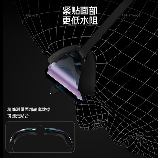 Li Ning (LI-NING) swimming goggles for men and women, waterproof coating swimming goggles, professional high-end racing adjustable mid-frame swimming goggles 2401 black and blue