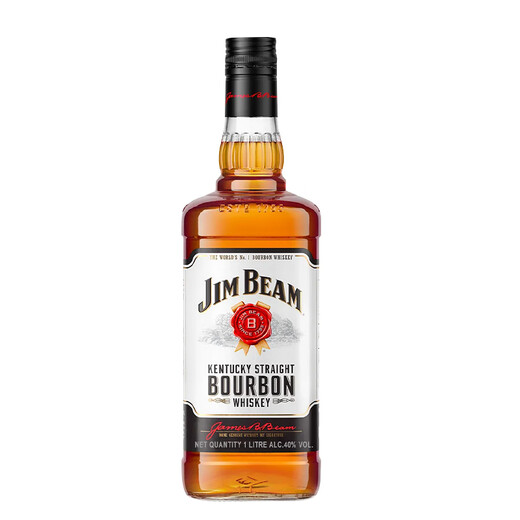 金宾（Jim Beam）白占边 美国波本 威士忌酒 原瓶进口 洋酒 金宾波本威士忌 1000mL 1瓶 -裸瓶