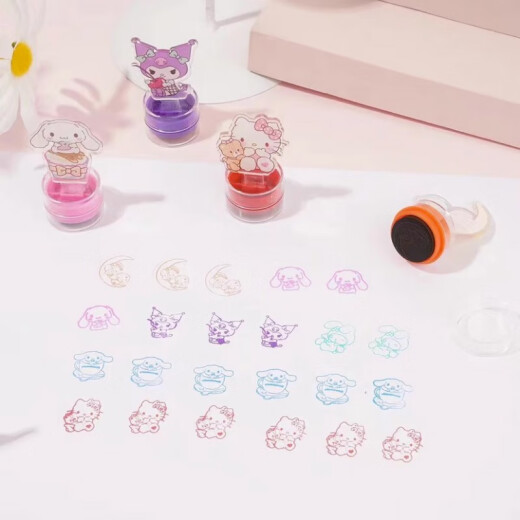 Sanrio Seal Children's Cartoon Cute Toy Cinnamon Dog Melody Kuromi Atomic Seal Reward Stamp [6 pieces] Sanrio complete set 1 each (free 1 stamp ink)