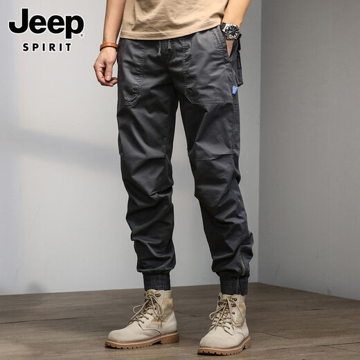 Jeep Spirit Casual Hosen für Männer Winter plus Samt verdickte Jugendsporthosen lose Krawatten Arbeitspants lange Hosen für Männer 679 Khaki plus Velvet 32