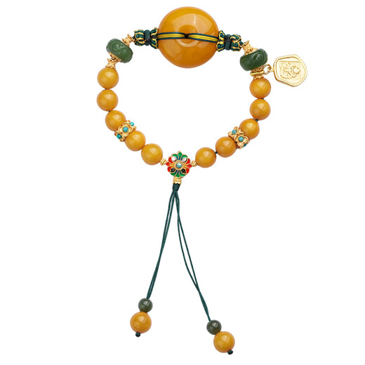 Potala Palace beeswax safety buckle bracelet for women, amber jasper inlaid silver bracelet bracelet for girlfriend's birthday gift beeswax safety buckle bracelet