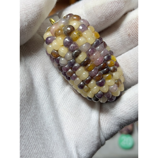 璀福云文玩玉米【血丝宝石】菩提迷你手把件车挂玉化玉竹艺叟堂 9721