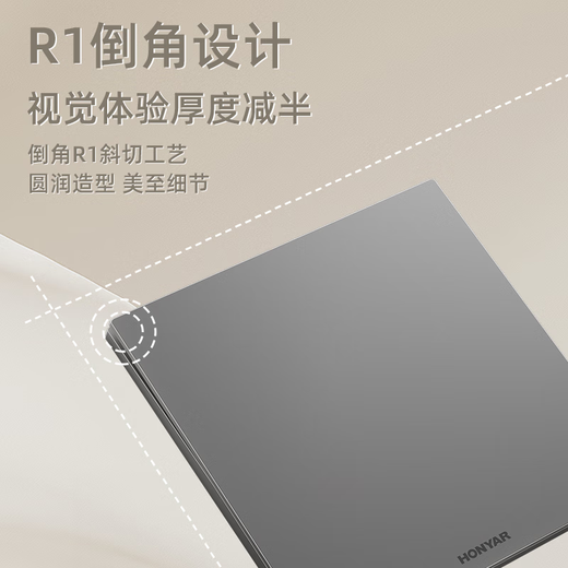 
Hongyan E9 ultra-thin matte skin-sensing switch socket panel for household 86 type dual control five-hole concealed wall E9 gray oblique five-hole socket