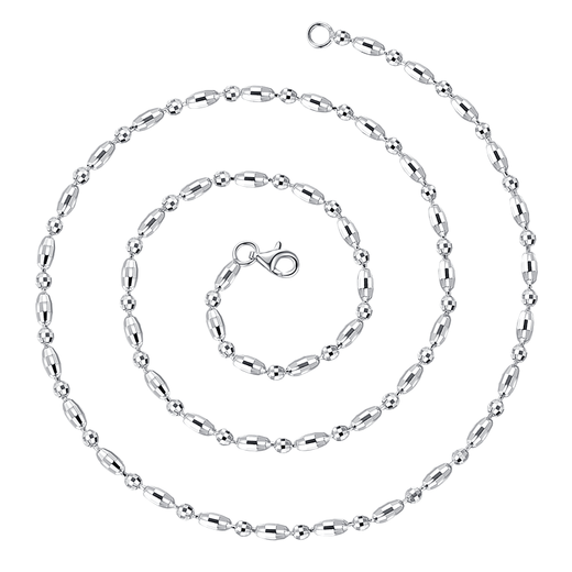 DR-FLVVS platinum necklace men's plain chain pt950 platinum silver-covered couple style laser beads do not fade as a gift to your girlfriend Car flower bead necklace about 6mm diameter 60cm long