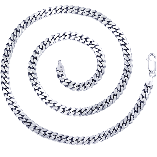 Love 925 silver necklace for men, Cuban chain for boys, clavicle chain, trendy thick chain for boyfriend’s birthday gift, width about 4mm, length 55cm