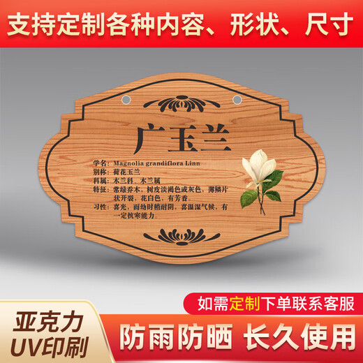 Customized acrylic tree sign, school park nameplate, flower, fruit tree sign, tree introduction, courtyard B&B SP-01 10x15cm