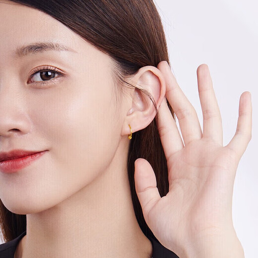 Liuguifu Jewelry Yellow 18K Gold Earrings Transfer Beads Circle Earrings Color Gold Earrings for Women EK0200011 Yellow 18K Gold