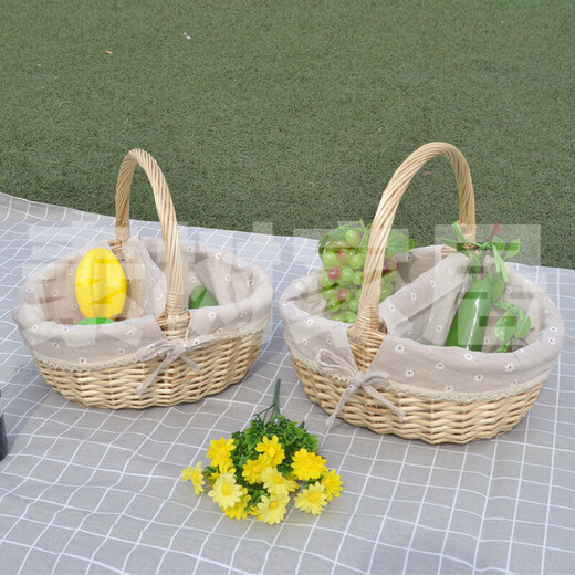 Sushu Home Covered Towel Basket with Cover and Partition Willow Rattan Picnic Basket Shopping Gift Basket Hotel Property Haidilao Towel Cleaning Basket Brown Linen Large Size