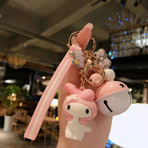 卡通布丁狗钥匙扣锁匙扣网红女可爱创意礼品个性玩偶车钥匙挂件 【长耳兔+铃铛】钥匙扣