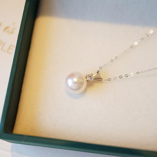 Pearl necklace 18k gold natural freshwater pendant single 18K gold exquisite white gold pearl pendant with K gold chain 10-11mmx45cm