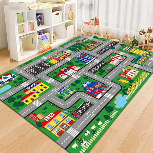 Jinko children's crawling carpet city traffic scene map toy blanket road track parking lot carpet gray city-3 80*120 cm