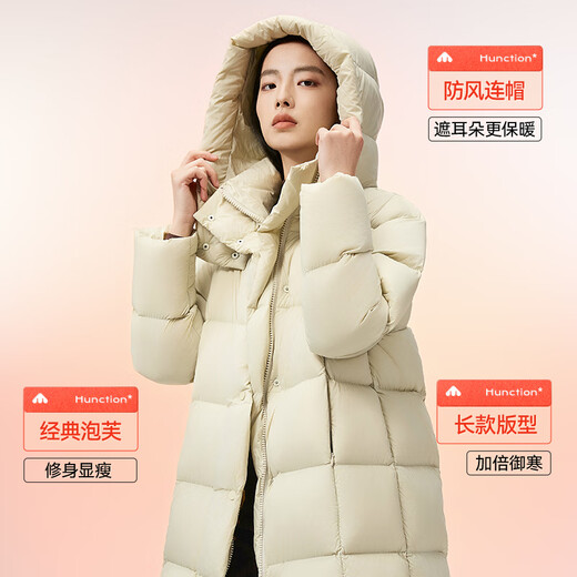 Meilicheng Long Down Jacke Frauen neue 90% Gänse -Down -Jacke über die Kniejacke modische Kapuze -Stadt Outdoor Freizeitstil grau S