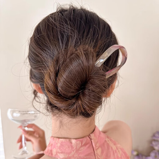 Two Worlds of Love, high-end acetic acid U-shaped hairpin for women, new Chinese style ancient style cheongsam, hairpin, horse face skirt, hairpin and headdress, spring sky blue