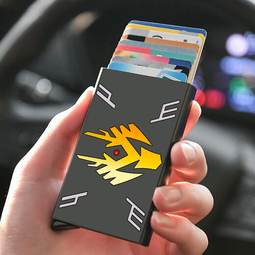 Qimo Kamen Rider Metal Card Pack Dragon Rider Dragon Teeth Automatic Pop-up Card Box Anti-Magnetic Card Clip Anti-Theft Brush Bank Card Case Red - Can hold 9-11 cards