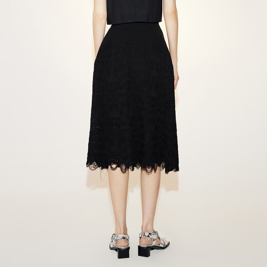 
LESS [Same Model in Zhou Xun] [Seiko Series] Spring texture lace jacquard waist skirt 2N3D12350 001/Black L