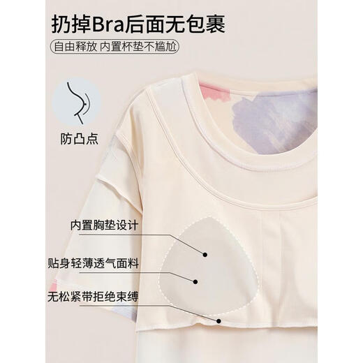 莫代尔带胸垫睡裙女款夏季纯棉短袖过膝中长款可外穿睡衣女生居家服套装 719 自带胸垫 宽松休闲 M 80100斤