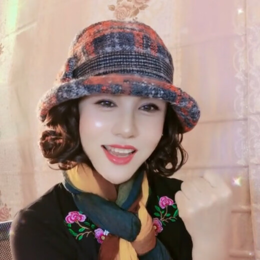 Gu Wenlun's hat with wig for middle-aged and elderly women in autumn and winter all-in-one fashion mother's short curly woolen hat thickened casual fisherman khaki hat 15cm curly hair (dark brown) hairnet