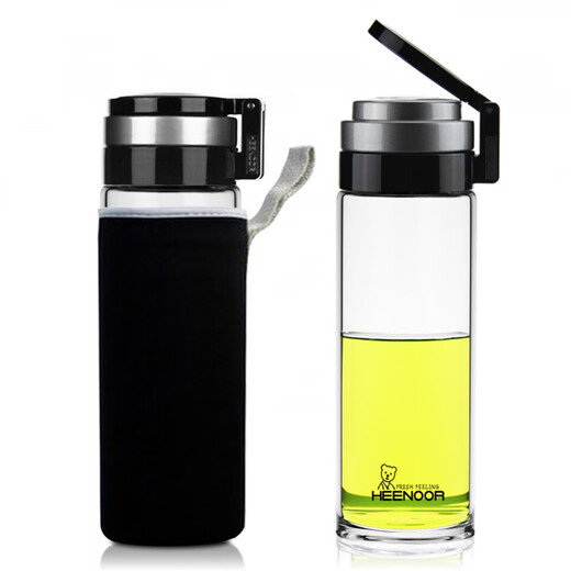 Taza de vidrio con anillo de elevación taza de filtro de una capa de una sola taza de agua portátil para hombres de té de gran capacidad para hombres Copa de té 6076 Patrón de carácter chino Súper grande Capacidad 695 ml