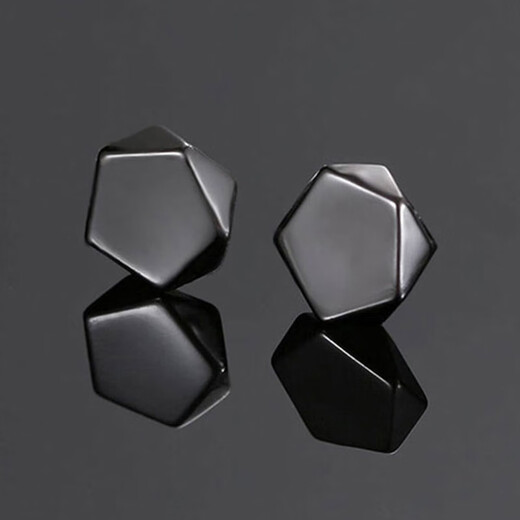 Platinum magnetic non-pierced ear clips geometric rhombus black and white high-end earrings trendy men and women personalized earrings hip-hop earrings geometric magnetic ear clips silver and black two pairs