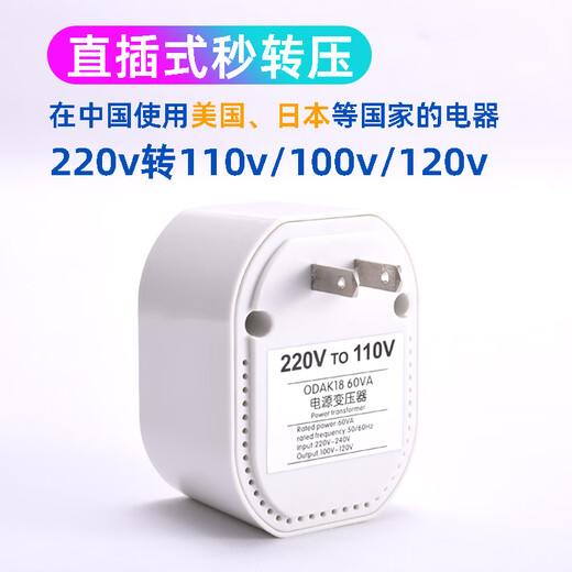 220V to 110V transformer 100v120V power conversion head electric brush socket water line 60W 220V to 1 60W220V to 120V (only applicable below 60W