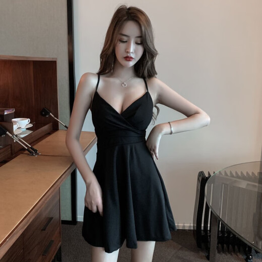 Luo Hudou nightclub sexy women's clothing makes you look slim and age-reducing summer French slim strapless dress nightclub sexy temperament dress hanging wine red (delivered on the same day) 2XL