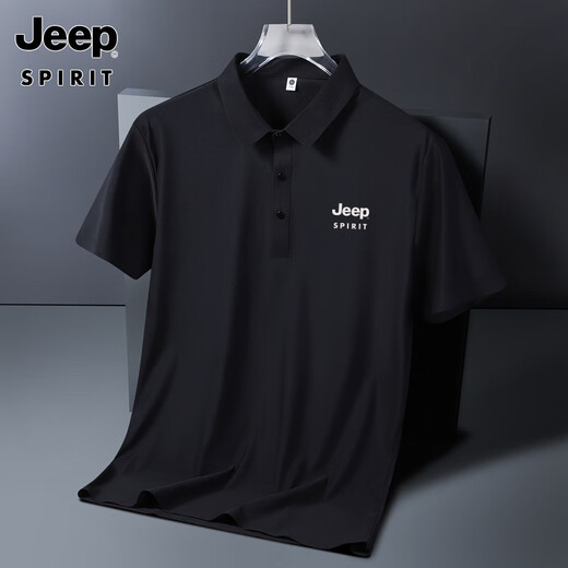 JEEP SPIRITJEEP Jeep Ice Silk POLO shirt men's summer thin cool quick-drying short-sleeved T-shirt business casual lapel top JEEP12358 Ice Silk POLO shirt/peacock blue JEE 5XL 200-220Jin[Jin equals 0.5 kg]
