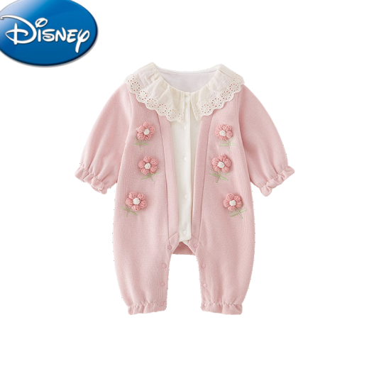 Disney baby jumpsuit spring and autumn baby girl spring clothes 2024 new full moon baby girl clothes spring cute coat pink 66cm