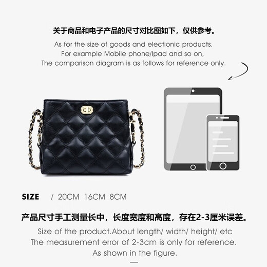 CALWAN KEODH bag women's bag new leather chain crossbody bag large capacity light luxury high-end birthday and New Year gift for girlfriend black brand fashion versatile rhombus bag