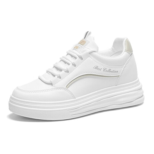 RLENS JOEL high-end small versatile inner height-enhancing white shoes Spring and autumn new board shoes lace-up comfortable casual shoes trend gray 35
