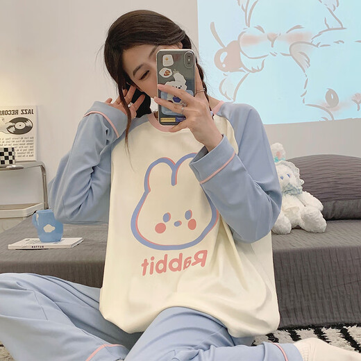 
Yalu pajamas women's 2025 new spring and autumn day cute rabbit long-sleeved pajamas two-piece women's home clothing set 15568 women M women (suggested weight 80-100 Jin [Jin equals 0.5 kg])