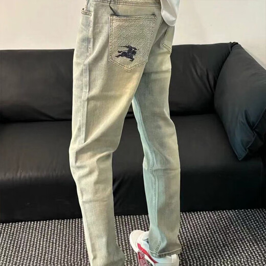 Luyaer yellow mud war horse printed pants men's spring and summer casual versatile jeans American hiphop trendy brand straight trousers Yellow mud XL [Suggested 120-140Jin [Jin equals 0.5 kg]]