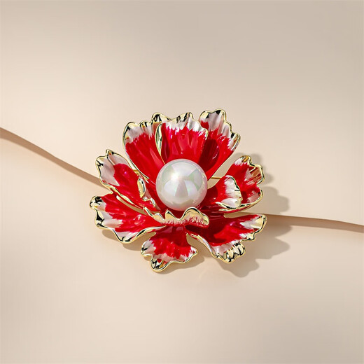 Qlady peony flower brooch high-end women's sweater corsage anti-exposure pin coat suit accessories silk scarf button birthday gift