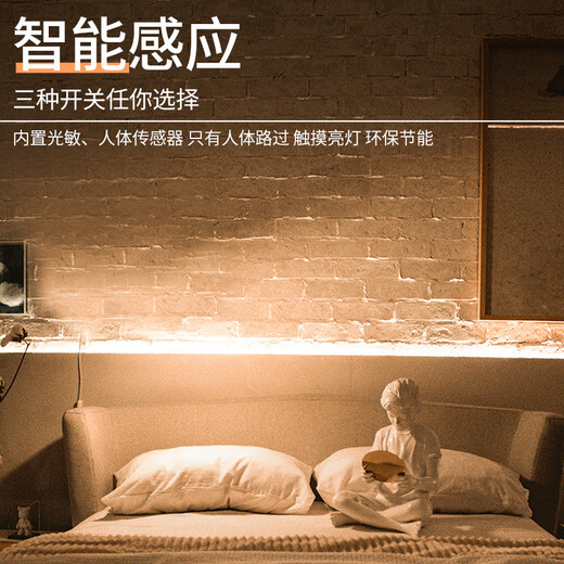 Shengbei Smart Monkey LED smart sensor light strip 20v with adhesive backing soft light strip under the bed shadowless lamp touch type - white light 2 meters