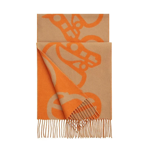 Hermes (HERMES) scarf, horse head cashmere scarf, new buckle and neck cashmere scarf, New Year gift, orange H259078S-07 30*140cm