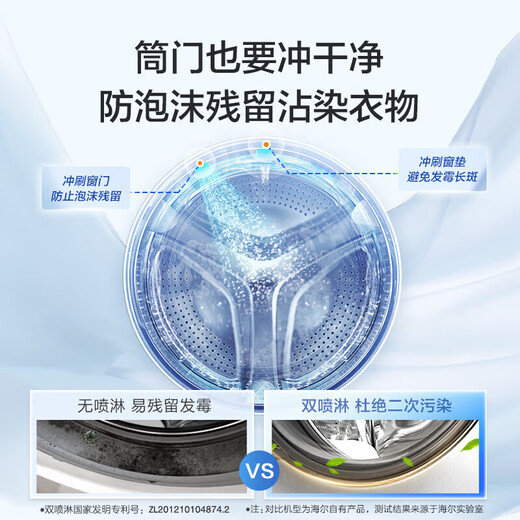 Haier ultra-thin drum washing machine, fully automatic 10kg large capacity, home rental for lazy people, frequency conversion, bacteria mite removal, first-level energy efficiency, 20% national subsidy for home appliances, integrated washing and dehydration, high temperature barrel self-cleaning + antibacterial window mat