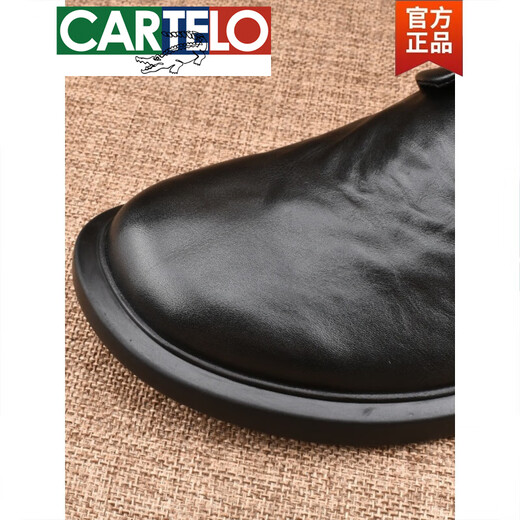 CARTELO high-end business low-cut round-toe casual leather shoes 2025 new men's shoes youth lace-up genuine leather cowhide small leather shoes for men black 42