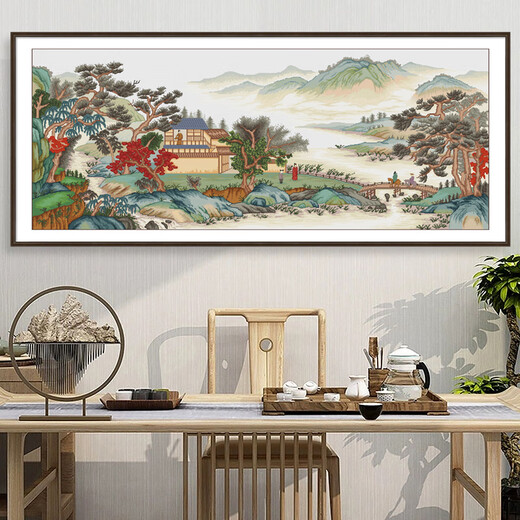 春天十字绣新款线绣中国风简约客厅中式风景大幅溪谷会友图十字绣自己绣画 埃及棉四股绣【6629 溪谷会友】