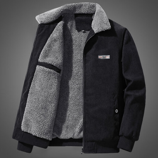 Jinba official self-operated flagship store autumn and winter lamb velvet jacket men's velvet thickened warm casual top 2023 JK2202 black L Jinba official self-operated flagship store autumn and winter lamb velvet jacket men's velvet thickened warm casual top 2023 JK2202 black L