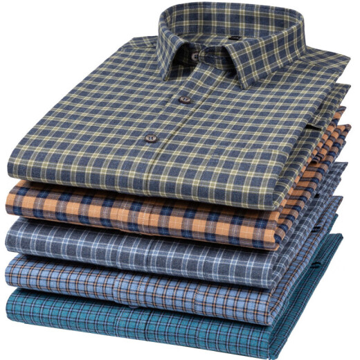 Primavera nueva camisa a cuadros puro a cuadros de algodón de manga larga para hombres suéter de papá de mediana edad camisa espesa de algodón 18-686 l 40