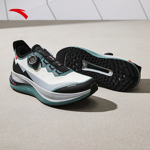 ANTA's outstanding non-slip support shock-absorbing knob running shoes men's new spring running shoes Papery White/Basic Black/Twilight Gray-1 40.5