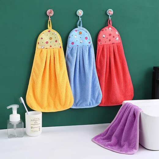 Hanging pet hand towel, cute and absorbent, Korean hand towel, bathroom kitchen towel, children's handkerchief, hanging soft towel - random mixed colors - 1 piece